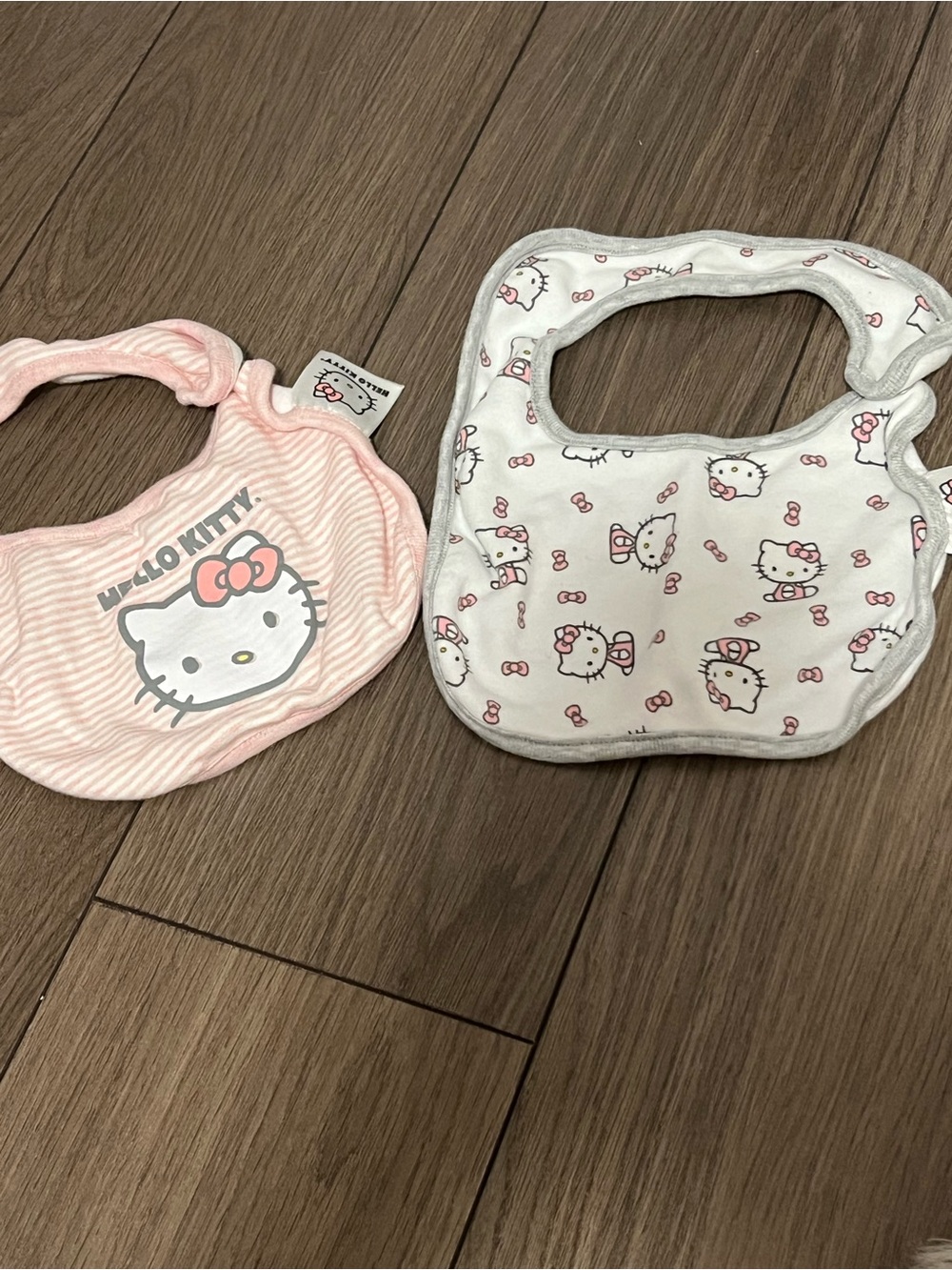Hello Kitty Pink and White Baby Bib Duo